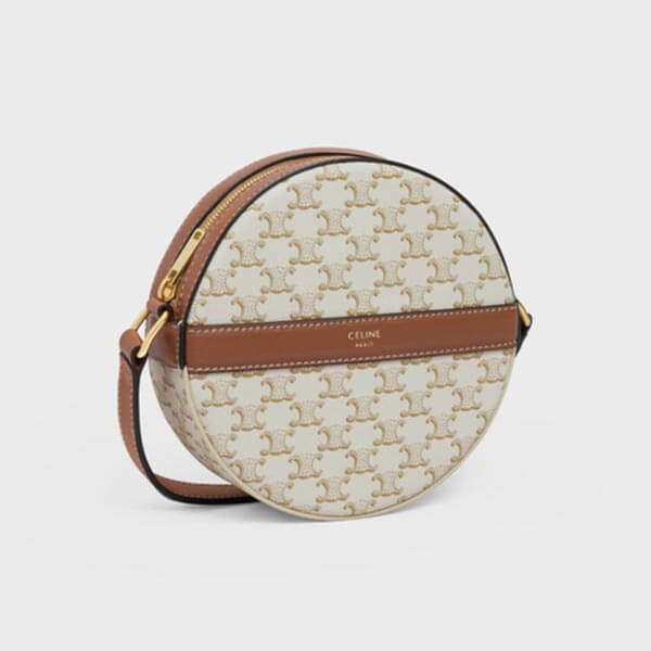 2021SS☆ セリーヌ ストラップ付きラウンドパース ホワイト 偽物 10G342CAM.04BT